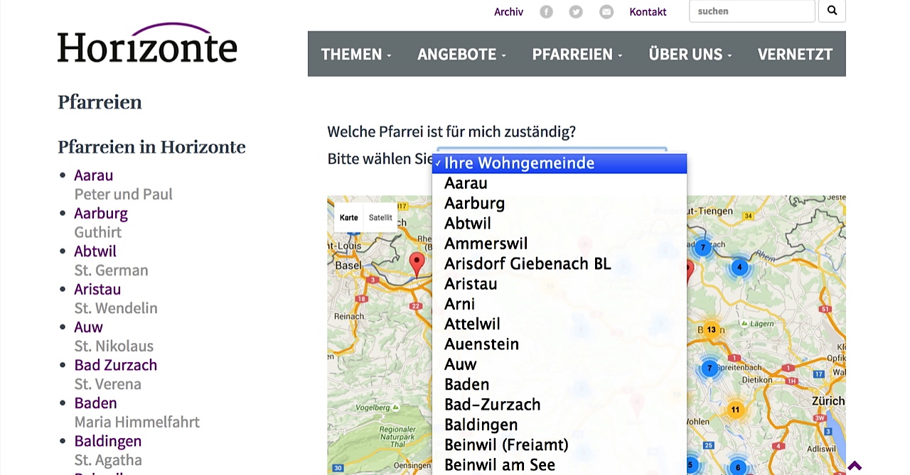 Zu welcher Pfarrei gehört mein Wohnort?